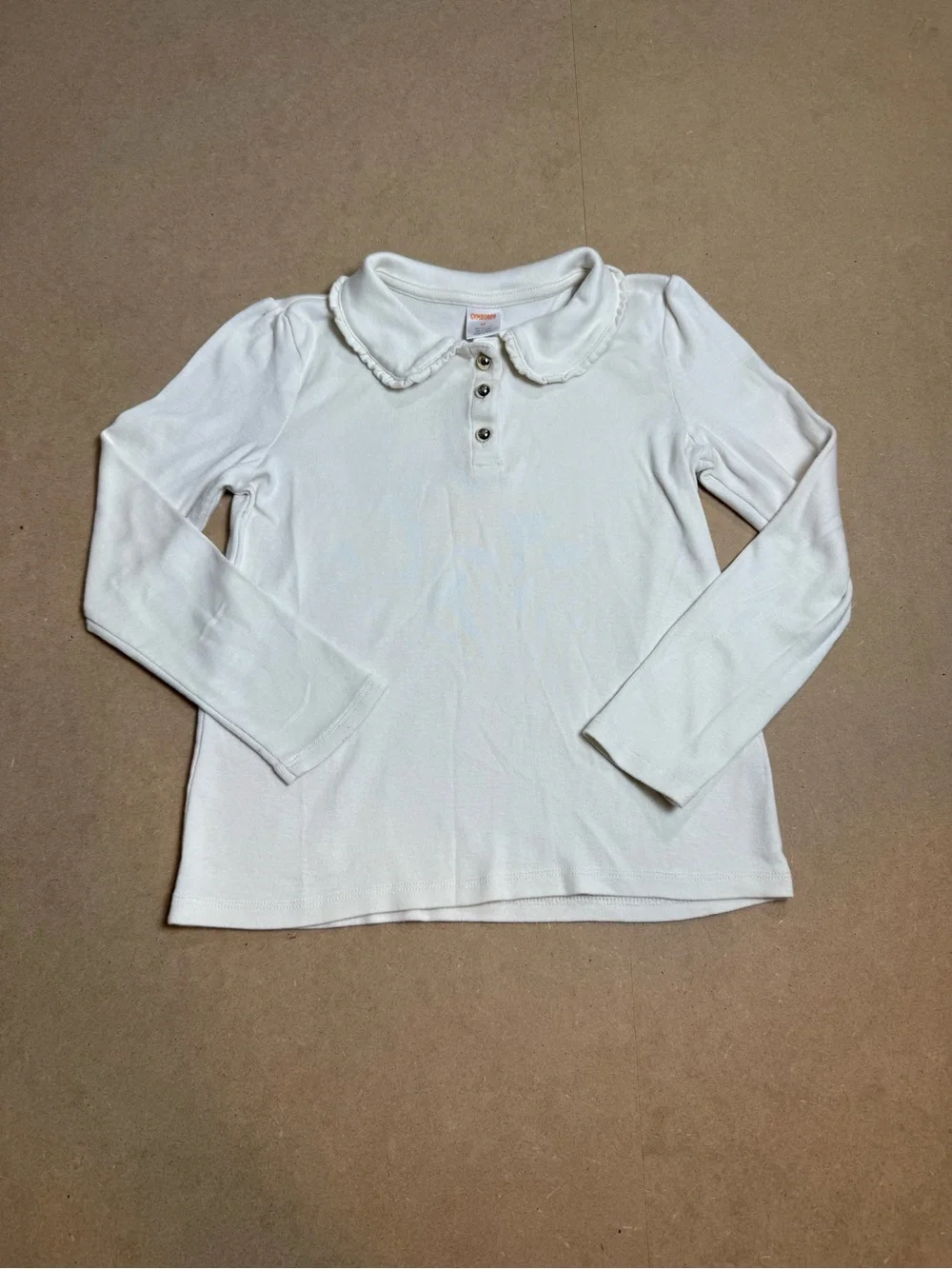 Gymboree Girls Size 10 White Long Sleeve Peter Pan Collar Polo Shirt coquette